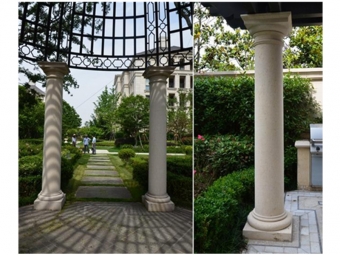 Natural Beige Marble Stone Carving Outdoor Column 